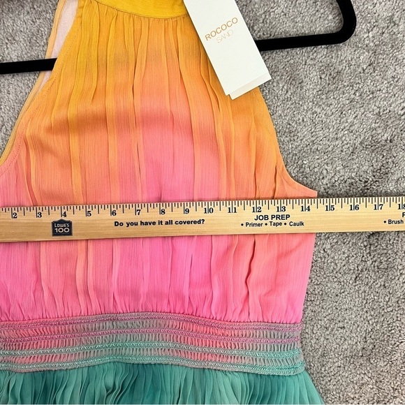 Rococo Sand Maxi dress women M Zale Halter Pink Multicolor Vacation Tropical - Picture 12 of 13